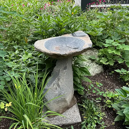 Hand-carved Birdbath